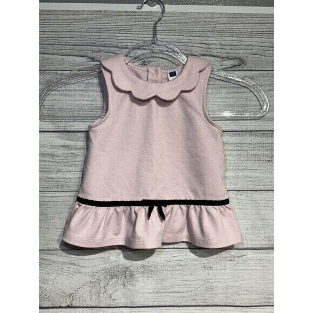 Janie And Jack Blush Pink Parisian Tunic Top With Black Bow Girls Size 3